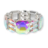 101278, RECTANGLE GEOMETRIC RHINESTONE STRETCH BRACELET