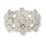 101279, FLOWER PEARL WITH RHINESTONE STRETCH BRACELET