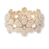 101279, FLOWER PEARL WITH RHINESTONE STRETCH BRACELET
