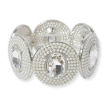 101280, ROUND SHAPE PEARL WITH RHINESTONE STRETCH BRACELET