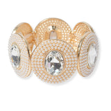 101280, ROUND SHAPE PEARL WITH RHINESTONE STRETCH BRACELET