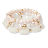 101283, RESIN SEMI PRECIOUS STONE MULTI LAYERED BEADED STRETCH BRACELET