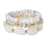 101283, RESIN SEMI PRECIOUS STONE MULTI LAYERED BEADED STRETCH BRACELET