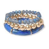 101284, TEXTURED TUBE CELLULOID ACETATE MULTI LAYERED BEADED STRETCH BRACELET