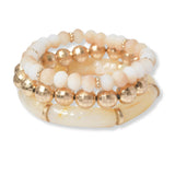 101284, TEXTURED TUBE CELLULOID ACETATE MULTI LAYERED BEADED STRETCH BRACELET