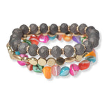 101285, RESIN MULTI LAYERED BEADED STRETCH BRACELET