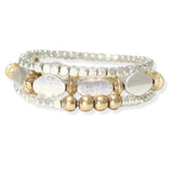 101287, GEOMETRIC MULTI LAYERED BEADED STRETCH BRACELET