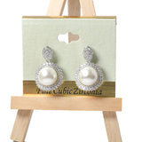 101290, PEARL WITH PAVE CUBIC ZIRCONIA EARRING