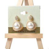 101290, PEARL WITH PAVE CUBIC ZIRCONIA EARRING