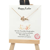 101291, GOLD DIPPED, "HAPPY EASTER" BUNNY RABBIT NECKLACE