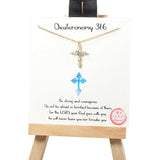 101294, GOLD DIPPED, "DEUTERONOMY 31:6" CROSS CUBIC ZIRCONIA CHARM NECKLACE