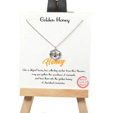 101295, GOLD DIPPED, "GOLDEN HONEY" DAINTY BEE CUBIC ZIRCONIA CHARM NECKLACE