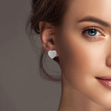 101313, GOLD DIPPED, HEART PAVE CUBIC ZIRCONIA STUD EARRING