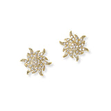 101316, GOLD DIPPED, FLOWER CUBIC ZIRCONIA STUD EARRING