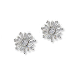 101321, GOLD DIPPED, DAINTY HEART ACCENT FLOWER CUBIC ZIRCONIA STUD EARRING