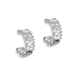 101333, GOLD DIPPED, HALF IN OUT CUBIC ZIRCONIA ROUND HOOP EARRING