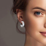 101333, GOLD DIPPED, HALF IN OUT CUBIC ZIRCONIA ROUND HOOP EARRING