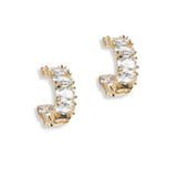 101333, GOLD DIPPED, HALF IN OUT CUBIC ZIRCONIA ROUND HOOP EARRING