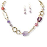 101348, SEMI PRECIOUS STONE BEADED CHAIN NECKLACE