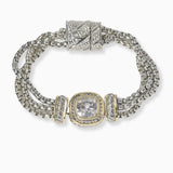 101357, 14K GOLD PLATED, CUBIC ZIRCONIA DESIGNER INSPIRED MAGNETIC BRACELET
