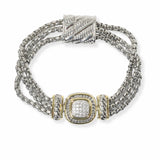 101357, 14K GOLD PLATED, CUBIC ZIRCONIA DESIGNER INSPIRED MAGNETIC BRACELET