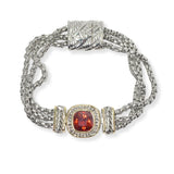 101357, 14K GOLD PLATED, CUBIC ZIRCONIA DESIGNER INSPIRED MAGNETIC BRACELET