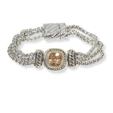 101357, 14K GOLD PLATED, CUBIC ZIRCONIA DESIGNER INSPIRED MAGNETIC BRACELET