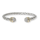 101361, 14K GOLD PLATED, DESIGNER INSPIRED CUBIC ZIRCONIA CABLE CUFF BRACELET
