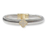 101364, 14K GOLD PLATED, CLOVER CUBIC ZIRCONIA DESIGNER INSPIRED BRACELET