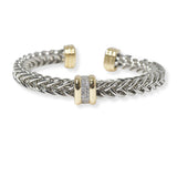 101371, 14K GOLD PLATED, MICRO PAVE CUBIC ZIRCONIA DESIGNER INSPIRED CABLE CUFF BRACELET