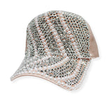 101376, BLING RHINESTONE PEARL SATIN BASEBALL CAP