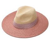 101377, TWO TONE STRAW FEDORA HAT