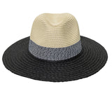 101377, TWO TONE STRAW FEDORA HAT