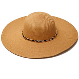 101381, CHAIN ACCENT WIDE BRIM STRAW HAT