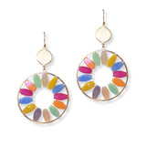 101388, ROUND FLOWER DANGLE EARRING
