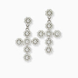 101391, CROSS PEARL DANGLE EARRING