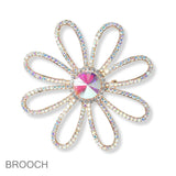 101394, FLOWER CRYSTAL RHINESTONE PIN BROOCH