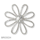101394, FLOWER CRYSTAL RHINESTONE PIN BROOCH