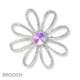 101394, FLOWER CRYSTAL RHINESTONE PIN BROOCH