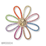 101394, FLOWER CRYSTAL RHINESTONE PIN BROOCH