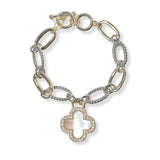101403, CLOVER CHARM DESIGNER INSPIRED TOGGLE BRACELET