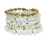 101425, SEMI PRECIOUS STONE MIX BEADED MULTI LAYERED STRETCH BRACELET