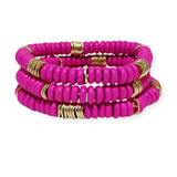 101427, WOOD BEADED MULTI LAYERED STRETCH BRACELET