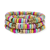101427, WOOD BEADED MULTI LAYERED STRETCH BRACELET