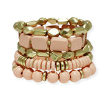 101429, WOOD BEADED MULTI LAYERED STRETCH BRACELET