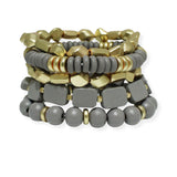 101429, WOOD BEADED MULTI LAYERED STRETCH BRACELET