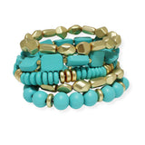101429, WOOD BEADED MULTI LAYERED STRETCH BRACELET