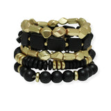 101429, WOOD BEADED MULTI LAYERED STRETCH BRACELET