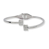 101453, PAVE CRYSTAL RHINESTONE STAINLESS STEEL OPEN CUFF BRACELET