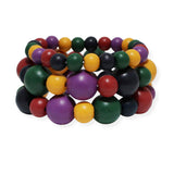 101458, WOOD BALL BEADED MULTI LAYERED STRETCH BRACELET